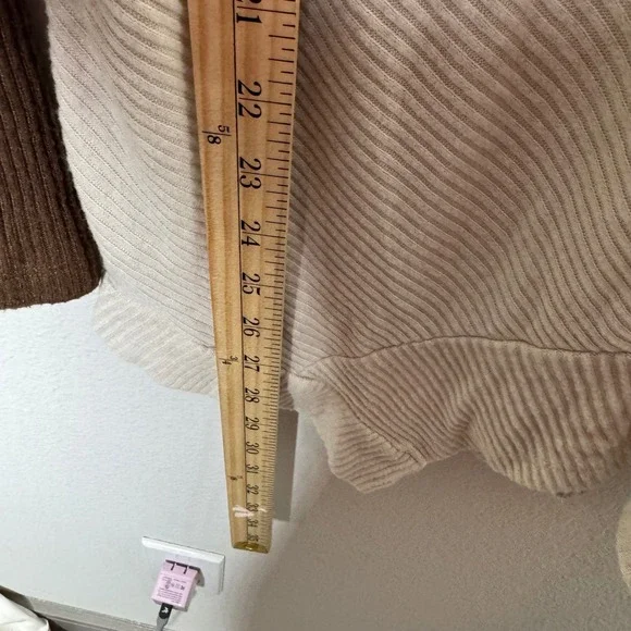 Earthbound Trading Co Hooded Knit Sweater Cream Brown Colorblock XL - Picture 6 of 9